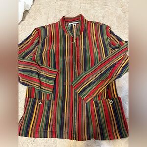 Vintage Kensington Square Red Green Christmas stripes 90’s Vintage Blazer Size M